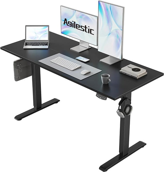 Agilestic Electric Standing Desk, 48 x 24 Inches Height Adjustable Desk, Sit Stand up for Work Office Home, Ergonomic Rising Computer Table with Memory Preset, Black