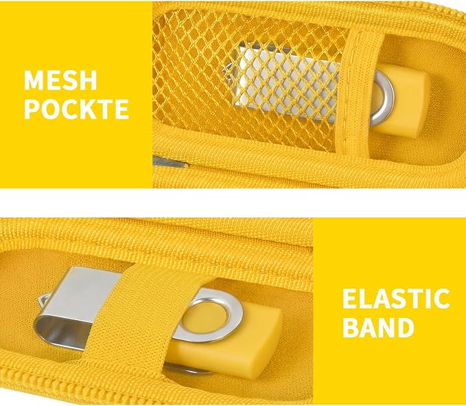 USB Flash Drive Case, SD Card Holder Compatible with Thumb Drive, Memory Cards, SDXC SDHC Storage Bag, Electronic Accessories Organizer for SanDisk for Samsung for Inland (Yellow)