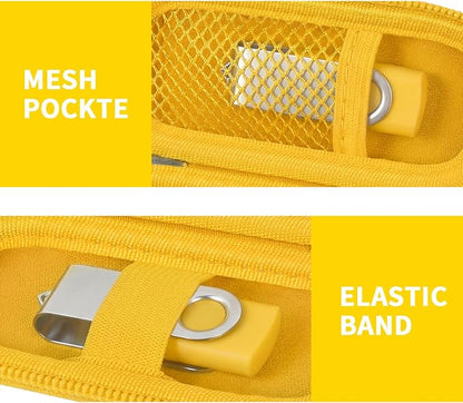 USB Flash Drive Case, SD Card Holder Compatible with Thumb Drive, Memory Cards, SDXC SDHC Storage Bag, Electronic Accessories Organizer for SanDisk for Samsung for Inland (Yellow)