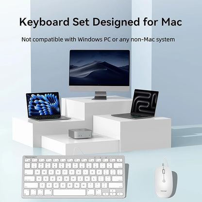 TECKNET USB Wired Keyboard and Mouse for Mac, Dual Interface(Type-C and USB A), Ergonomic Slim Keyboard Set Compatible with MacBook, iMac, Mac mini/Pro, White