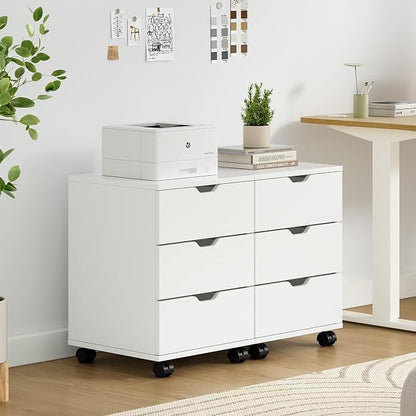 Farini 3-Drawer Under Desk Wooden File Storage Cabinet with Lockable Caster for Home Office,White,Fully Assembly
