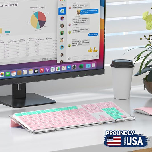 Ergonomic Computer Keyboard Stand - Adjustable Keyboard Riser Tilt Clear and Pink Acrylic Keyboard Tray Non-Slip Elevated Typing Key Board Holder Lift for Home Office Desk Accessories