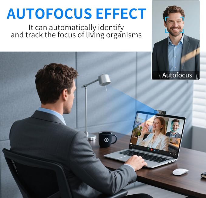 4K Webcam with Microphone, 24MP Ultra HD Web Cam for Desktop Computer, Streaming Camera for PC with Auto Light Correction & Wide Angle, Plug and Play USB Computer Camera for Laptop/Mac/Zoom/Teams