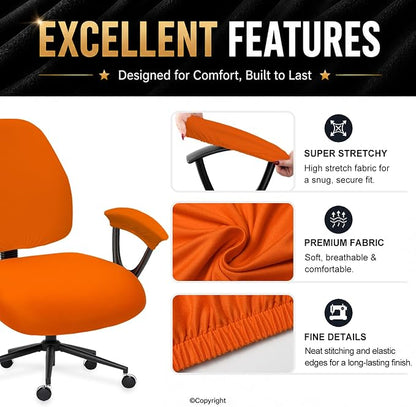 Super Stretchable Separate Office Chair Seat Covers - Universal Spandex Computer Chair Slipcover Washable Rotating Backrest Coverings & Cushion Protectors & Armrest Covers for Dogs, Cats, Pets