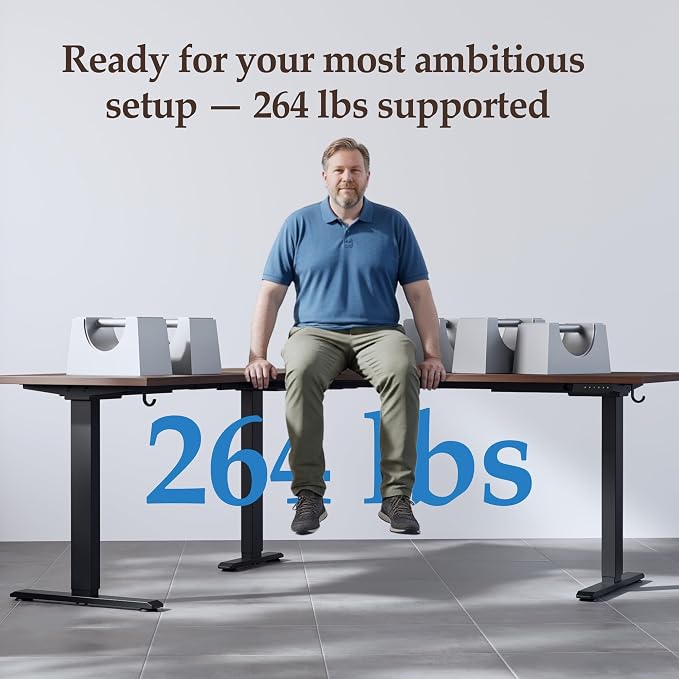Klicelor L Shaped Standing Desk 73 x 60 Inch, Electric Height Adjustable Corner Desk for Home Office Workstation, Ergonomic Sit Stand Computer Table with Memory Controller, Rustic Brown