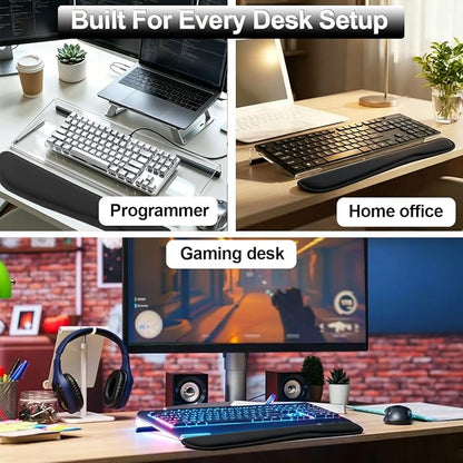 Keyboard Stand for Desk, 17 Inch Clear Ergonomic Keyboard Riser with Wrist Rest, Anti-Slip Silicone Strips, Sturdy Computer Keyboard Lift for Office Home Gaming Typing （Black）