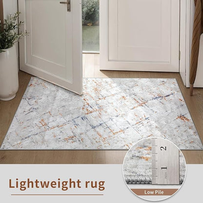 Ciicool Modern Abstract Gray Rug for Living Room, 8'x10' Machine Washable Soft Area Rug Non-Slip Rug, Low-Pile Contemporary Indoor Dining Floor Carpet for Bedroom Office Under Table Home Decor