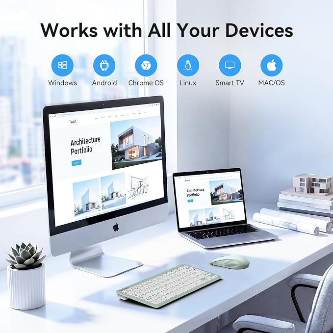 TECKNET Wireless Keyboard and Mouse Combo, Mini Cordless Computer Keyboard and Mouse Set 2.4GHz, Silent Adjustable 1600 DPI, Quiet Click, Lag-Free for Computer, Laptop, PC, Windows, Mac, Chrome OS