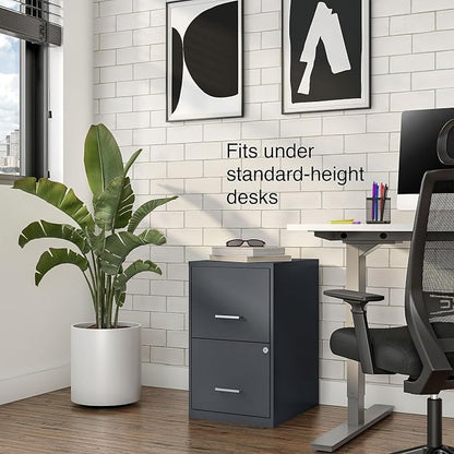 STAPLES Vertical File Cabinet for Letter/Legal Files, 2-Drawer, Letter/Legal Compatible, Locking, Graphite