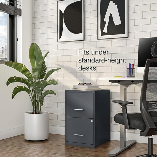 STAPLES Vertical File Cabinet for Letter/Legal Files, 2-Drawer, Letter/Legal Compatible, Locking, Graphite