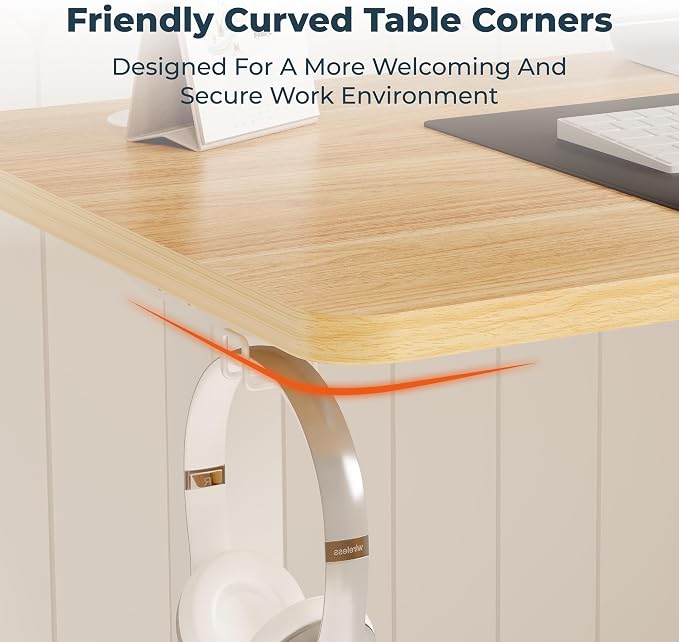 Adjustable Stand Up Desk Standing Desk, 40x24 Inches Home Office Desks with Memory Preset Computer Workstation, Splice Maple Top + White Frame