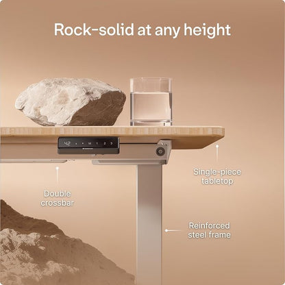 Desktronic HomeOne Standing Desk 48x24 — Ergonomic Sit Stand Home Office Desk, Made in Europe, Electric Dual Motor Height Adjustable, USB & USB-C Charging, Wobble-Free, Touchscreen, 3 Memory Presets