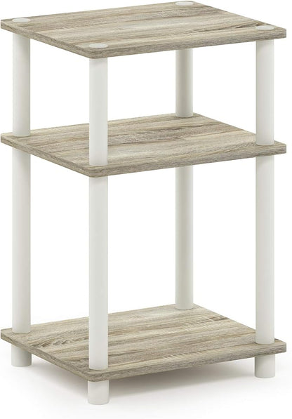 Furinno JUST Side Table, 3-Tier End Table, Open Shelves Night Stand, Bedside Table, Toolless Assembly, for Living Room, Bedroom, Bathroom, Sonoma Oak