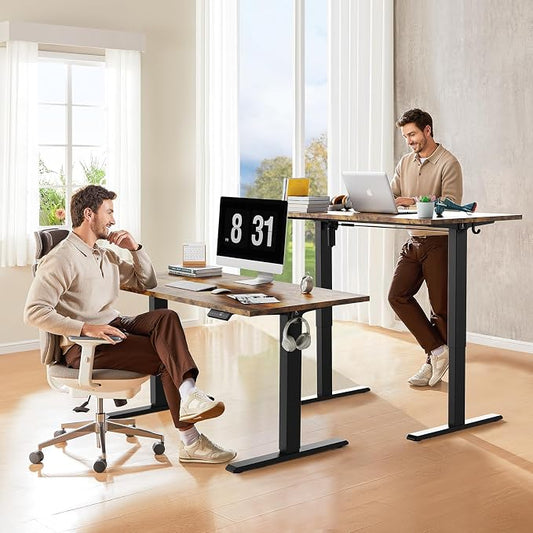 WALKINGDESK 40x24 Inches Whole Piece Electric Standing Desk, Seamless One Piece Height Adjustable Sit to Stand up Desk for Home Office, Ergonomic Computer Workstation, Rustic Brown