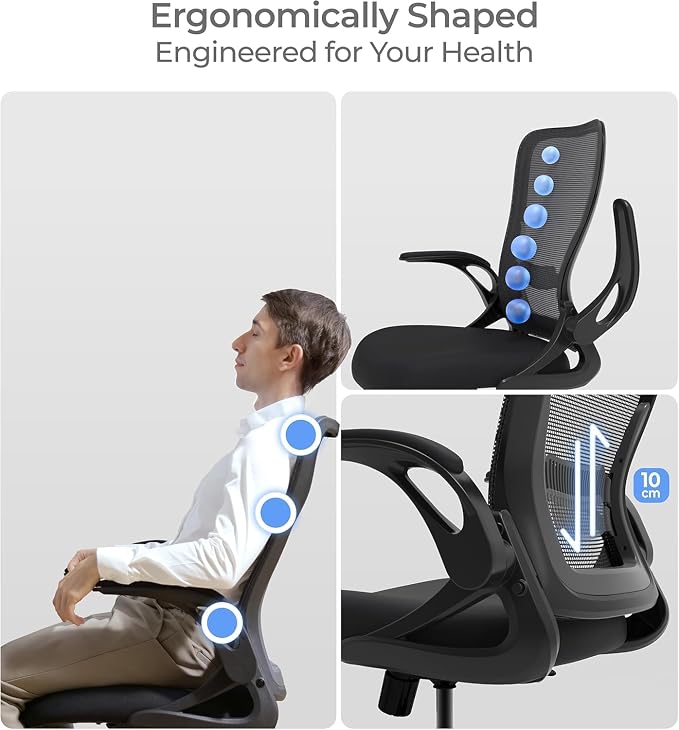 Tervo Model U Folding Office Chair Ergonomic Mesh Computer Chair for Small Room Adults Kids