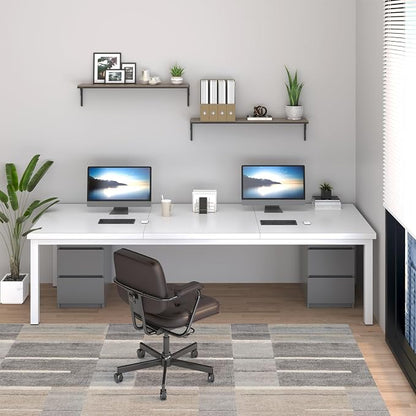 78.7 Inch Large Computer Desk, Modern Table with Thick Tabletop, Spacious Gaming Desk for 2 People, Study Writing Workstation for Home Office, Work from Home, White