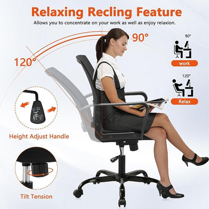 CLATINA Ergonomic Rolling Mesh Desk Chair with Executive Lumbar Support and Adjustable Swivel Design for Home Office Computer Black 6 Pack