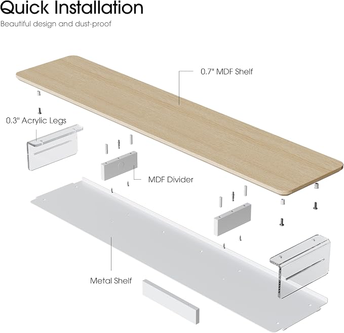 Fenge Acrylic Monitor Stand Riser, 42.5 Inches Dual Monitor Stand with Metal Storage, 2 Tier Acrylic Computer Riser for Desk, Clear Laptop Stand for PC, Laptop, Printer, TV, Oak