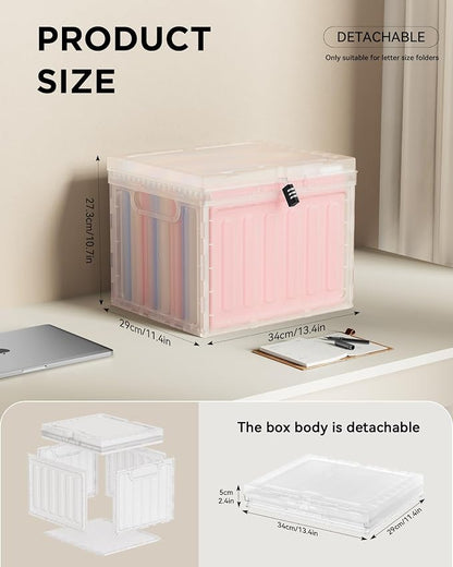 2 Drawer File Cabinets, Plastic File Box for Letter Size Hanging File Folders, Easy Carry Small File Cabinet for Home, Office, School,Stackable Storage Filling Box, Clear