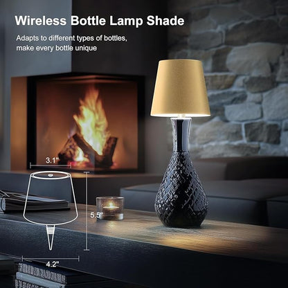 2 Pack Wireless Bottle Lamp,Rechargeable LED Wine Bottle Lamp Shade with Touch Dimming,3 Color Temperatures, Cordless Bottle Lights for Liquor Bottles,Bar, Restaurant,Bedroom Decor (Bronze,2pcs)