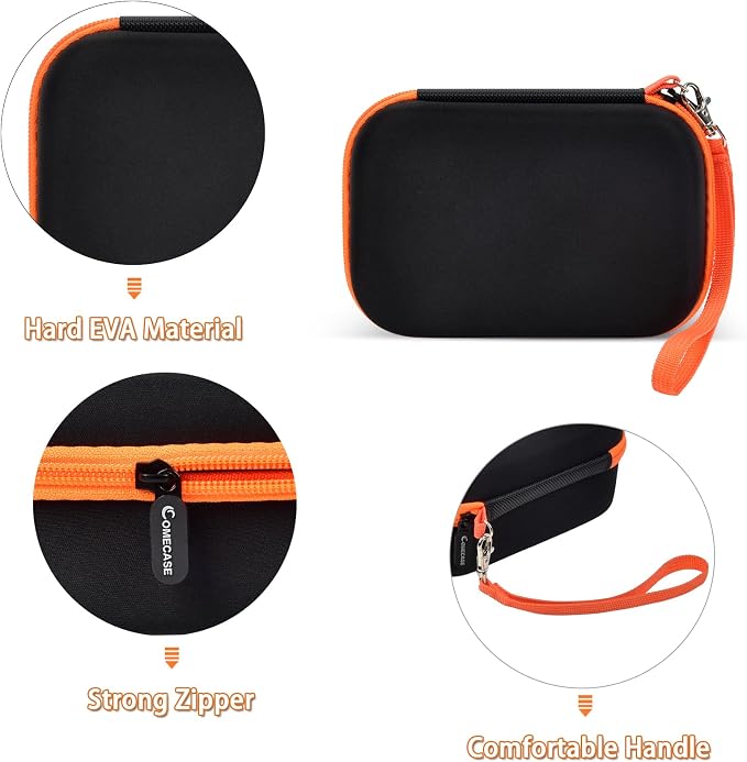 Comecase USB Flash Drive Case, Thumb Drive, Memory Card SD SDXC SDHC Card Holder Organizer, Electronic Accessories Storage Bag for SanDisk/SamData/Samsung/TOPESEL/PNY (Orange Inside, Large)