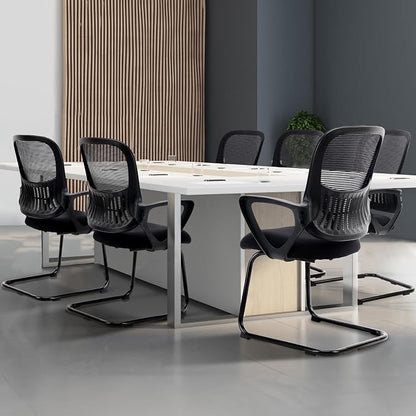 DUMOS Office Desk Chair with Sled Base Set of 4, Ergonomic Executive Mesh Computer Chairs with Lumbar Support for Home Bedroom Waiting Reception Guest Student