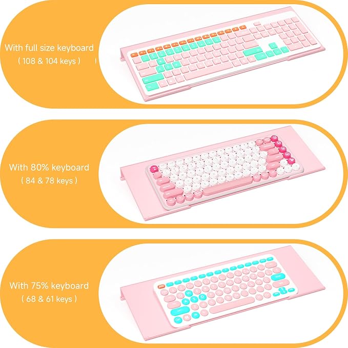 Ergonomic Computer Keyboard Stand - 17 Inch Pink Acrylic Keyboard Riser for Desk Tilted Keyboard Holder Tray with Non-Slip Strip for Home Office Easy Typing & Working