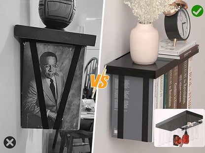 Floating Book Shelves for Wall Set of 2, Unique Wood Hanging Bookshelf | Easy Install Wall Bookshelf with Anti-Tilt Metal Bracket, Floating Bookshelf Storage Display Wall Shelves for Home Decor
