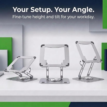 Uncaged Ergonomics Swivel Laptop Stand for Desk, Adjustable Computer iPad Stand for Desk w/ 360 Rotation, Portable Laptop Holder for Home Office Ergonomic Supplies (Arctic Silver)