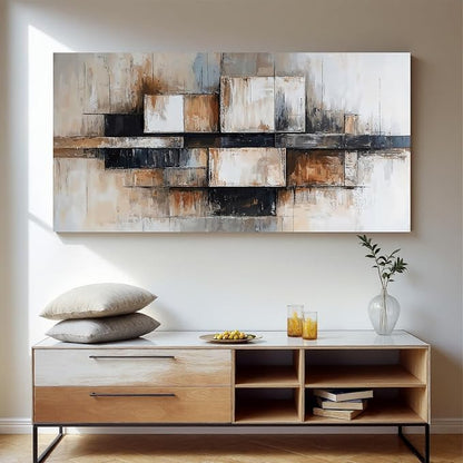 Modern Abstract Geometric Oversized Wall Art Decor For Living Room Large Modern Abstract Beige And Black Wall Art Geometric Decor Prints Wall Art For Bedroom And Office Wall Decor 39 X 78 Inch