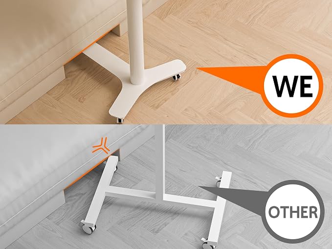 WALKINGDESK Rolling Desk Adjustable Height with Drawer and Wheels, Portable Small Standing Desk Pneumatic for Home Office, Mobile Computer Laptop Cart, Medical Sofa Overbed Table, White