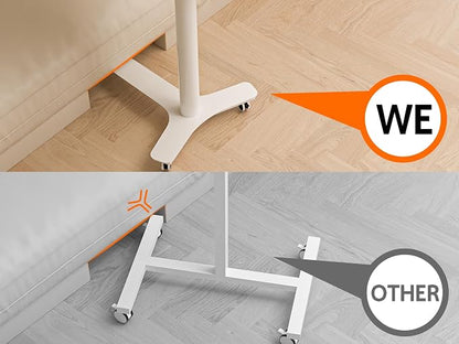 WALKINGDESK Rolling Desk Adjustable Height with Drawer and Wheels, Portable Small Standing Desk Pneumatic for Home Office, Mobile Computer Laptop Cart, Medical Sofa Overbed Table, White