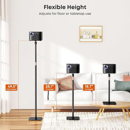 PUTORSEN Universal Projector Stand, Height Adjustable Floor Stand | 360° Rotating Ball Head, 1/4" Screw, Heavy-Duty Carbon Steel Base, For Projectors, Cameras & Webcams