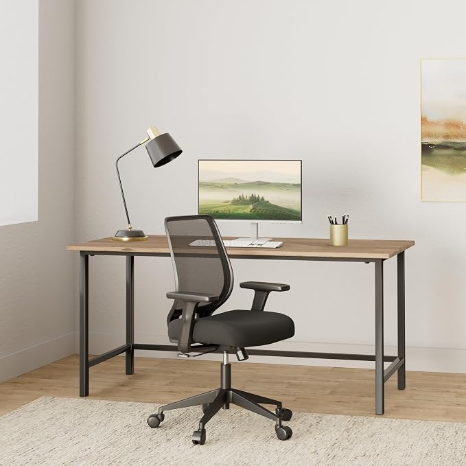 Ergonomic Office Chair Home Mesh Desk Chair with Adjustable Arms - Mid Back Computer Chairs for Adults - Swivel Task Chair Comfortable for Home Office (Black)