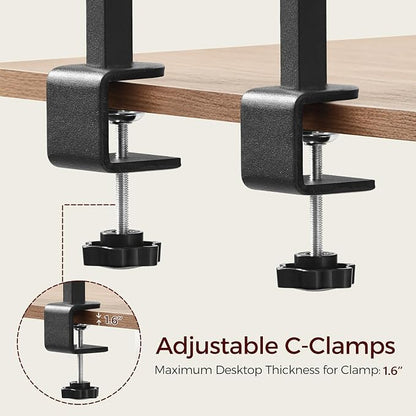 MAHANCRIS Clamp On Desk Organizer, 3-Tier Desktop Bookshelf, Adjustable Desk Storage Shelf, Metal Frame, for Office, Study and Game Room, Black DSBK3601