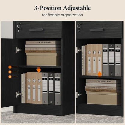 Reception Desk with Counter, Front Desk with Storage Cabinet and Drawer, 47 inch Modern Retail Counter with Cable Grommet for Checkout, Barber, Beauty Salon, Home Office