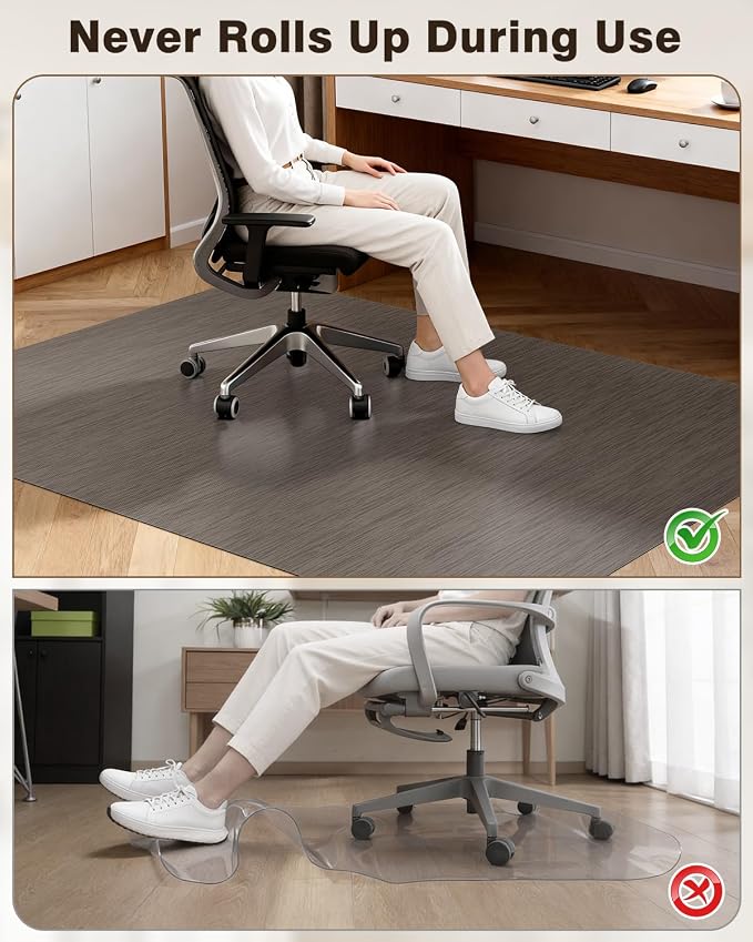 Blvornl Ultra Large Office Chair Mat for Hardwood Floor, Rolling Chair Mat for Hard Wood, Large Anti-Slip Hard Floor Protector, Heavy Duty Computer Desk Rug for Office and Home 47.2"*60" Brown