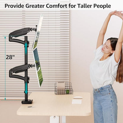 MOUNT PRO Vertical Dual Monitor Mount, Stacked Monitor Stand for 2 Computer Screens up to 32 inches, Full Motion Adjustable Tall Display Desk Mount, Each Arm Holds up to 17.6lbs, VESA Mount