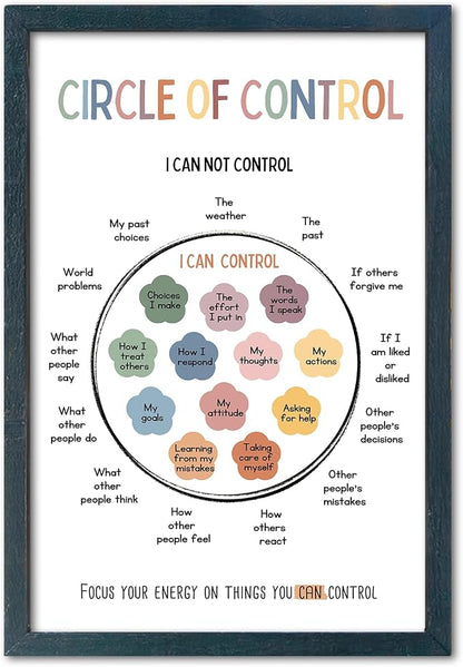 Circle of Control Wall Art, 11x16 in Framed, Inspirational Sign for Office