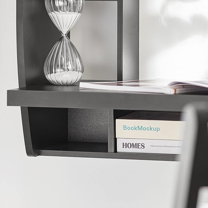 Haotian SoBuy Wall Mounted Folding Table Home Office Workstation Computer Desk with Storage Shelves Trestle Desk, Black FWT18-SCH