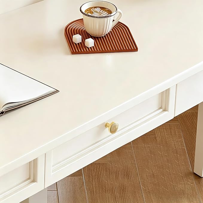Solid Wooden Desk with Drawers, Small Writing Desk with Drawers for Computer, PC Desk for Work, Study or Gaming, Easy to Assemble (Ivory White, 39in)