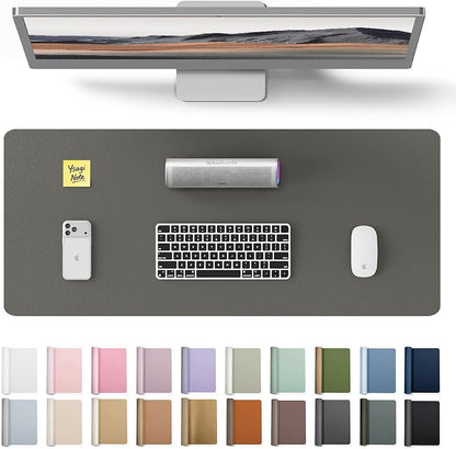 YSAGi Leather Desk Protector, Office Mat, Large Mouse Mat, Non-Slip PU Leather Blotter, Laptop Desk, Waterproof Writing Pad for Office and Home (Dark Grey, 23.6" x 13.8")