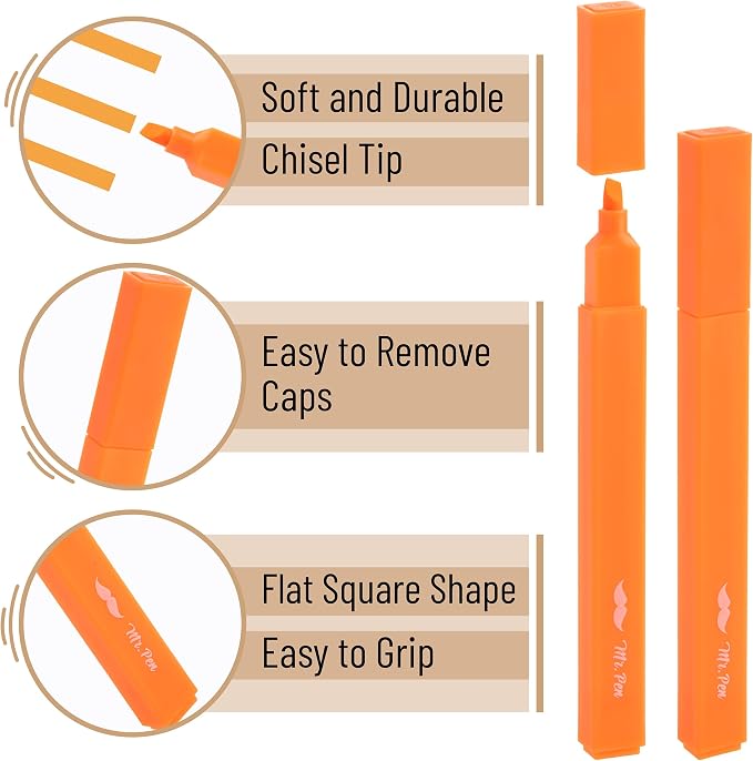 Mr. Pen- Aesthetic Highlighters No Bleed, 8 Pack, Warm Colors, Chisel Tip | Cute Highlighters Assorted Colors for Journaling, Highlighting, Underlining, Fast Dry, Back to School Supplies