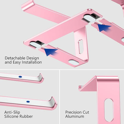 BESIGN LS03 Aluminum Laptop Stand, Ergonomic Detachable Computer Stand, Notebook Riser, Laptop Mount Compatible with Air, Pro, Dell, HP, Lenovo More 10-15.6" Laptops, Pink