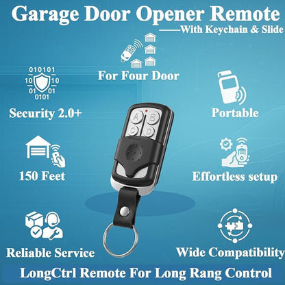 2 for LiftMaster Chamberlain Craftsman Garage Door Opener Keychain Remote | Replace 893LM 893Max 891LM 973LM 373LM | For Yellow Green Red Orange Purple | Easy to Set | Control 4 Door | With Slide