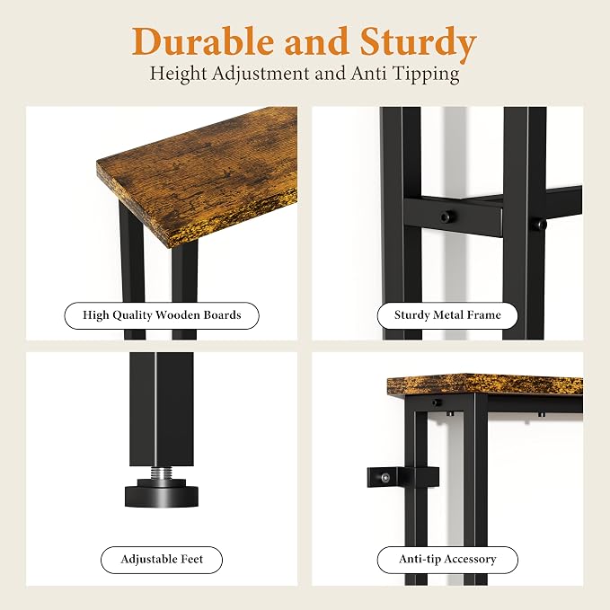Keelian 39" Sofa Table Narrow Long with Power Outlets & 2 USB Ports, Metal Frame Behind Couch Table Behind Sofa Perfect for Hallway, Living Room, Entrance Easy Assembly, 4.9' Extension Cord Included