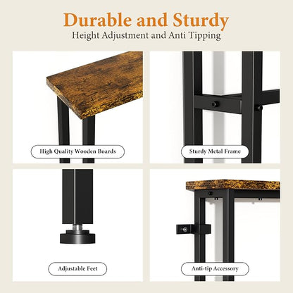 Keelian 39" Sofa Table Narrow Long with Power Outlets & 2 USB Ports, Metal Frame Behind Couch Table Behind Sofa Perfect for Hallway, Living Room, Entrance Easy Assembly, 4.9' Extension Cord Included