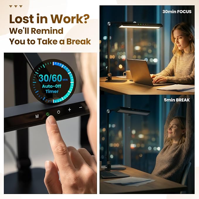 LIONVISON Desk Lamps for Home Office: 2-in-1 LED Eye-Caring Table Light | CRI >97 84 LED Beads - 5 Color Modes 10 Brightness - Adjustable Swing Arm Computer Office Lamp with Timer and Memory