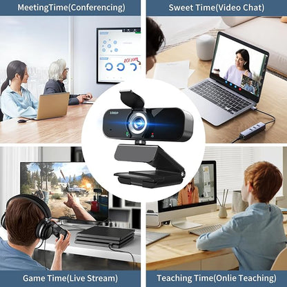 1080P Webcam for Computer/Laptop/Desktop/PC, External Camera with Microphone, USB Plug&Play, Auto Low Light Correction, Privacy Cover, Tripod, Wide Angle for Meeting/Online Video/Zoom