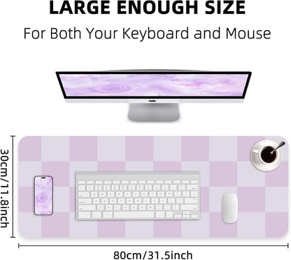 AFIING Purple Desk Mat 31.5" x 12", Leather Desk Pad | Waterproof PU Leather, Non-Slip Rubber Base, Stylish Desk Decor, Office & Home